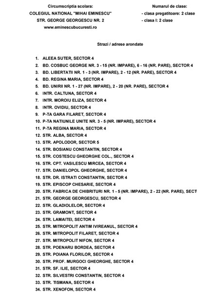 Viza flotant Colegiul Mihai Eminescu sector 4